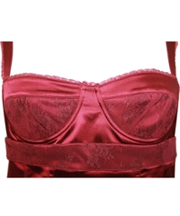 John Galliano Burgundy Ruffle Lace Maxi Skirt with Bustier