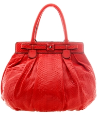 Zagliani Red Python Puffy Bag