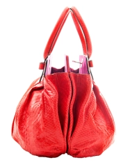 Zagliani Red Python Puffy Bag