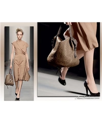 Bottega Veneta Noce Schoudertas in Struisvogelleer