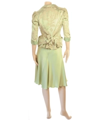 John Galliano Green Brocade Skirt Suit