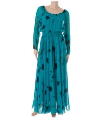 Guy Laroche Electric Blue Silk Crepe Maxi Dress