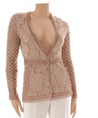 John Galliano Nude Crochet Cardigan