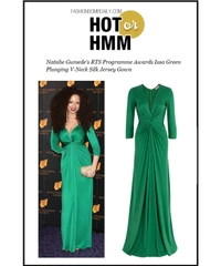 Issa Emerald Green Silk Plunging V Neck Gown