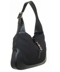 Gucci Jackie O Bag Black Twill Shoulder Bag Small