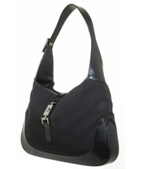 Gucci Jackie O Bag Black Twill Shoulder Bag Small