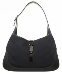 Gucci Jackie O Bag Black Twill Shoulder Bag Small