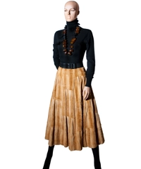 Valentino Weasel Fur Flared Skirt 
