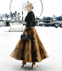 Valentino Weasel Fur Flared Skirt 