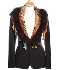 John Galliano Wool Brown Fringe Blazer