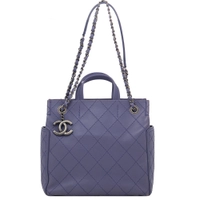 Chanel Purple Quilted Leather Shopping Tote