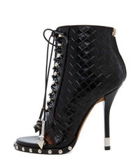Givenchy Black Woven Lace-Up Ankle Boot