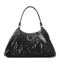 Gucci Black Patent Leather D Ring Hobo Bag