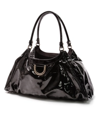 Gucci Black Patent Leather D Ring Hobo Bag