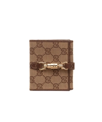 Gucci Monogram Piston Lock Compact Wallet