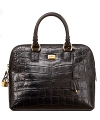 Gianfranco Ferre Black Croc Embossed Leather Handbag