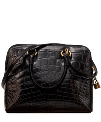 Gianfranco Ferre Black Croc Embossed Leather Handbag