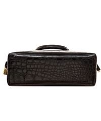 Gianfranco Ferre Black Croc Embossed Leather Handbag