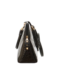 Gianfranco Ferre Black Croc Embossed Leather Handbag
