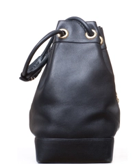 Gianni Versace Couture Black Leather Medusa Drawstring Bag
