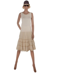  Blumarine  Sandcolor Lace and Cotton Ruffle Skirt and Top