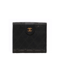 Chanel Zwart Lederen Portemonnee