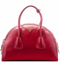 Prada Red Leather Vitello Vintage Bowler Bag