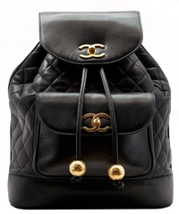 Chanel Zwart Lederen Jumbo Rugtas