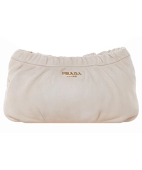 Prada White Leather Pouch Clutch