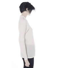 Issey Miyake White Balloon Sleeve Pleated Blouse