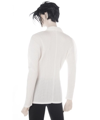 Issey Miyake White Balloon Sleeve Pleated Blouse