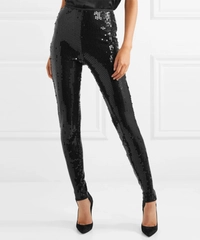 Jean Paul Gaultier Femme Black Sequin Stretch Trousers