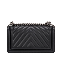 Chanel Black Chevron Quilted Boy Bag New Medium