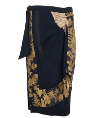 Dries van Noten Black Wool Skirt with Gold Embellishment