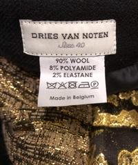 Dries van Noten Black Wool Skirt with Gold Embellishment