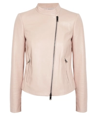 DKNY Pale Pink Leather Biker Jacket
