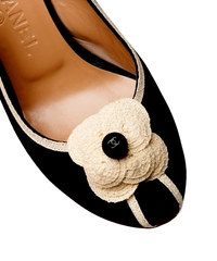 Chanel Camellia Slingback Peep Toe Pumps