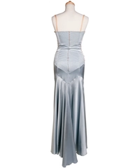 Dolce & Gabbana Blue Satin Corset Evening Gown