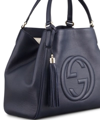 Gucci Navy Blue Soho Leather Shoulder Bag Large