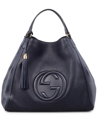 Gucci Navy Blue Soho Leather Shoulder Bag Large