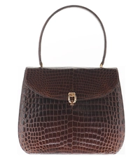 Vintage Brown Crocodile Belly Skin Handbag