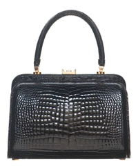 Vintage Black Crocodile Belly Skin Handbag
