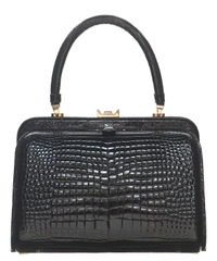 Vintage Black Crocodile Belly Skin Handbag