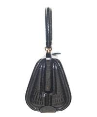 Vintage Black Crocodile Belly Skin Handbag