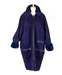 Gianni Versace Sheepskin Shearling Leather Coat with Hoodx