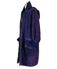Gianni Versace Sheepskin Shearling Leather Coat with Hoodx