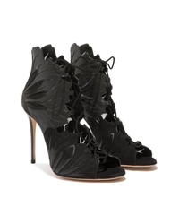 Casadei Black Leather Lace-Up Sandals