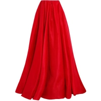 Ralph Lauren Red Silk Satin Full Length Drawstring Maxi Skirt