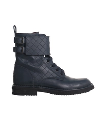 Chanel Navy Blue Quilted Leather Combat Boots