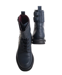 Chanel Navy Blue Quilted Leather Combat Boots